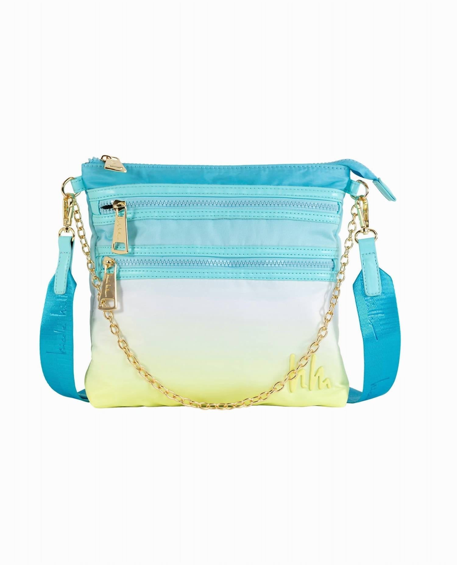 

Женская нейлоновая плоская сумка-кроссбоди в сине-желтом омбре Nicole Miller