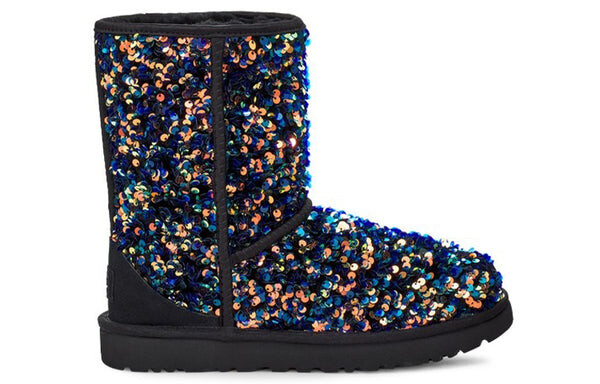 Кроссовки классические короткие звездные блестящие зимние ботинки Ugg, черный — фото 3