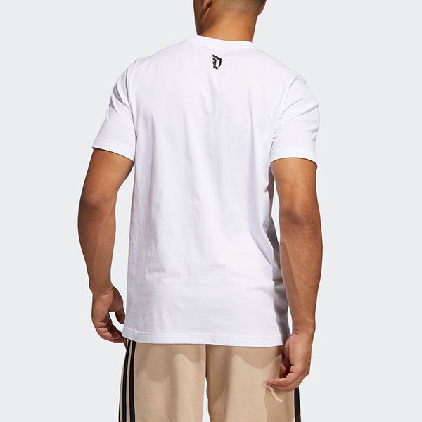 Футболка dame avatar pkt lillard basketball sports pocket loose round neck short sleeve white Adidas, белый — фото 3