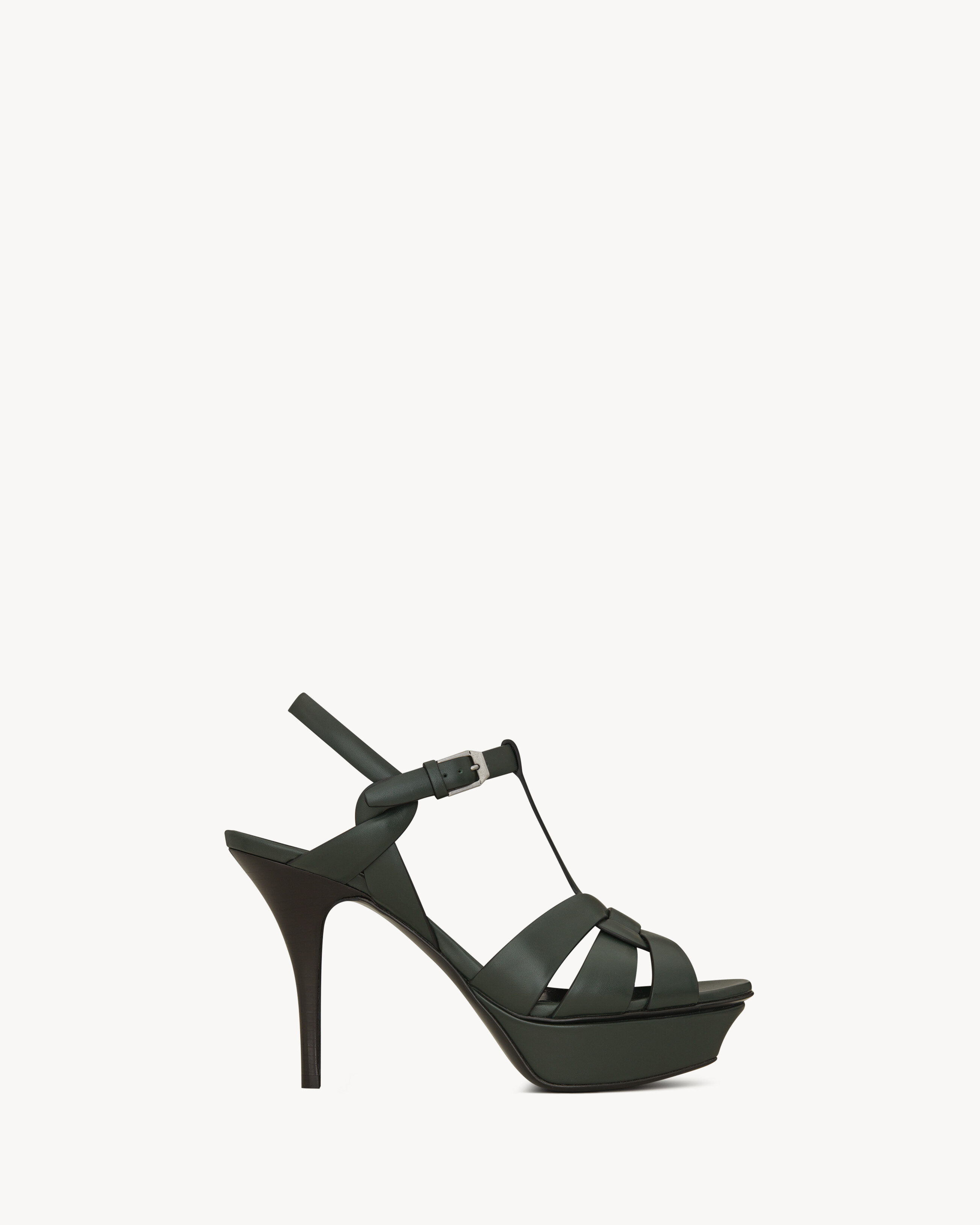 Босоножки на платформе TRIBUTE из гладкой кожи Saint Laurent, зеленый
