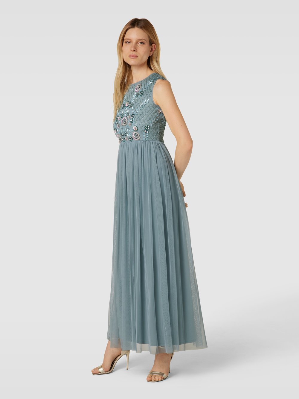 

Вечернее платье с пайетками и стразами LACE & BEADS, мятный