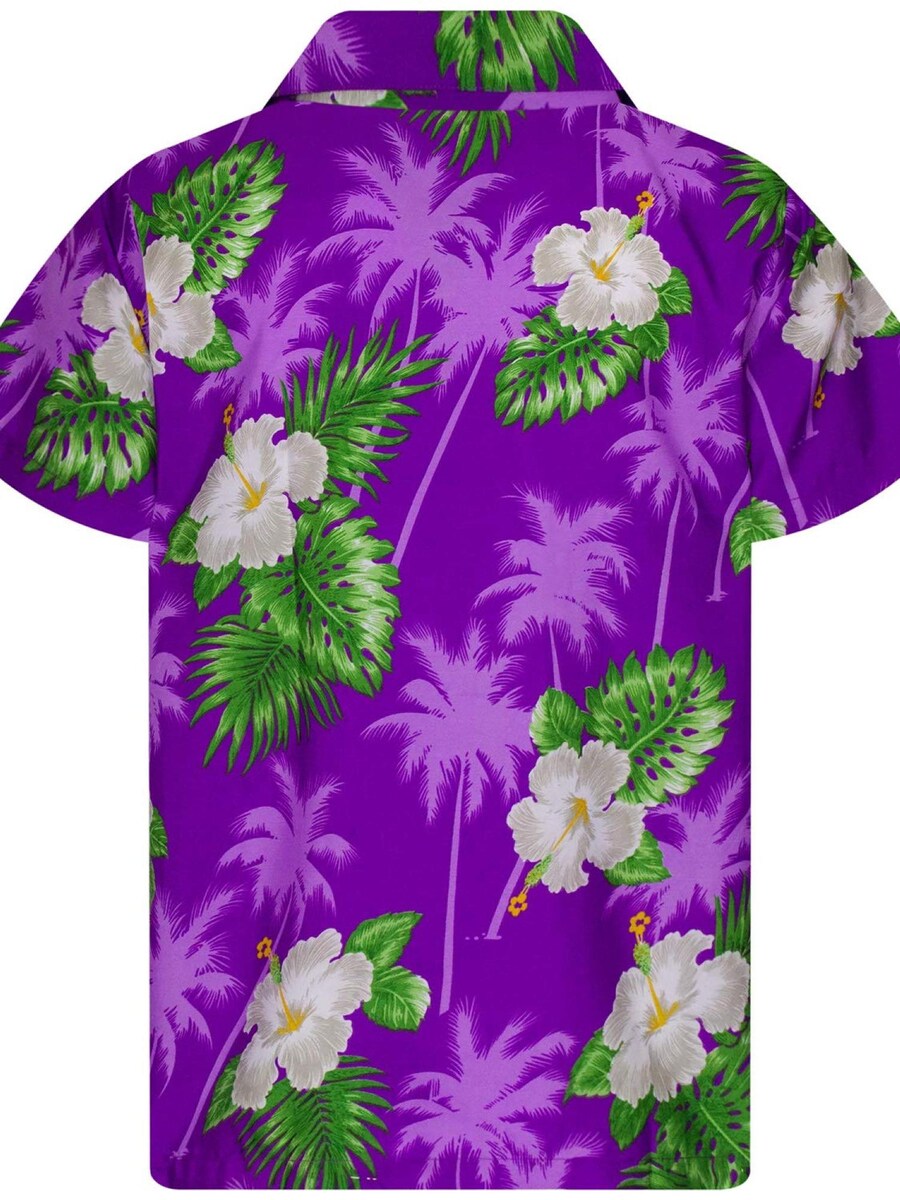 Рубашка на пуговицах классического кроя King Kameha Small Flower, фиолетовый — фото 2