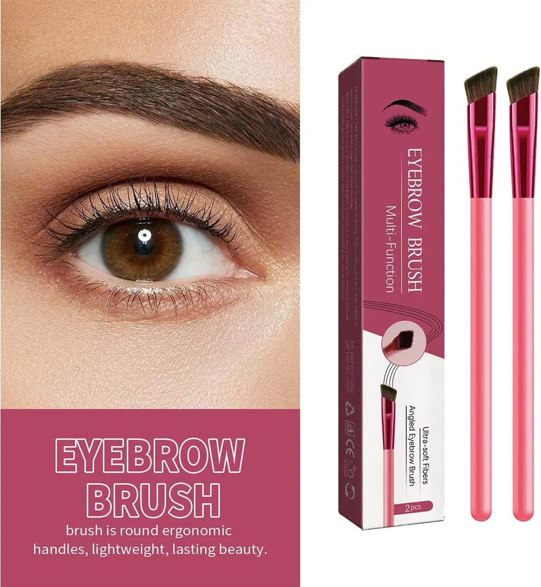 Кисть для бровей 4D Hair Stroke Blow Stamp Brush Kcrpm, 2 предмета, черный — фото 2