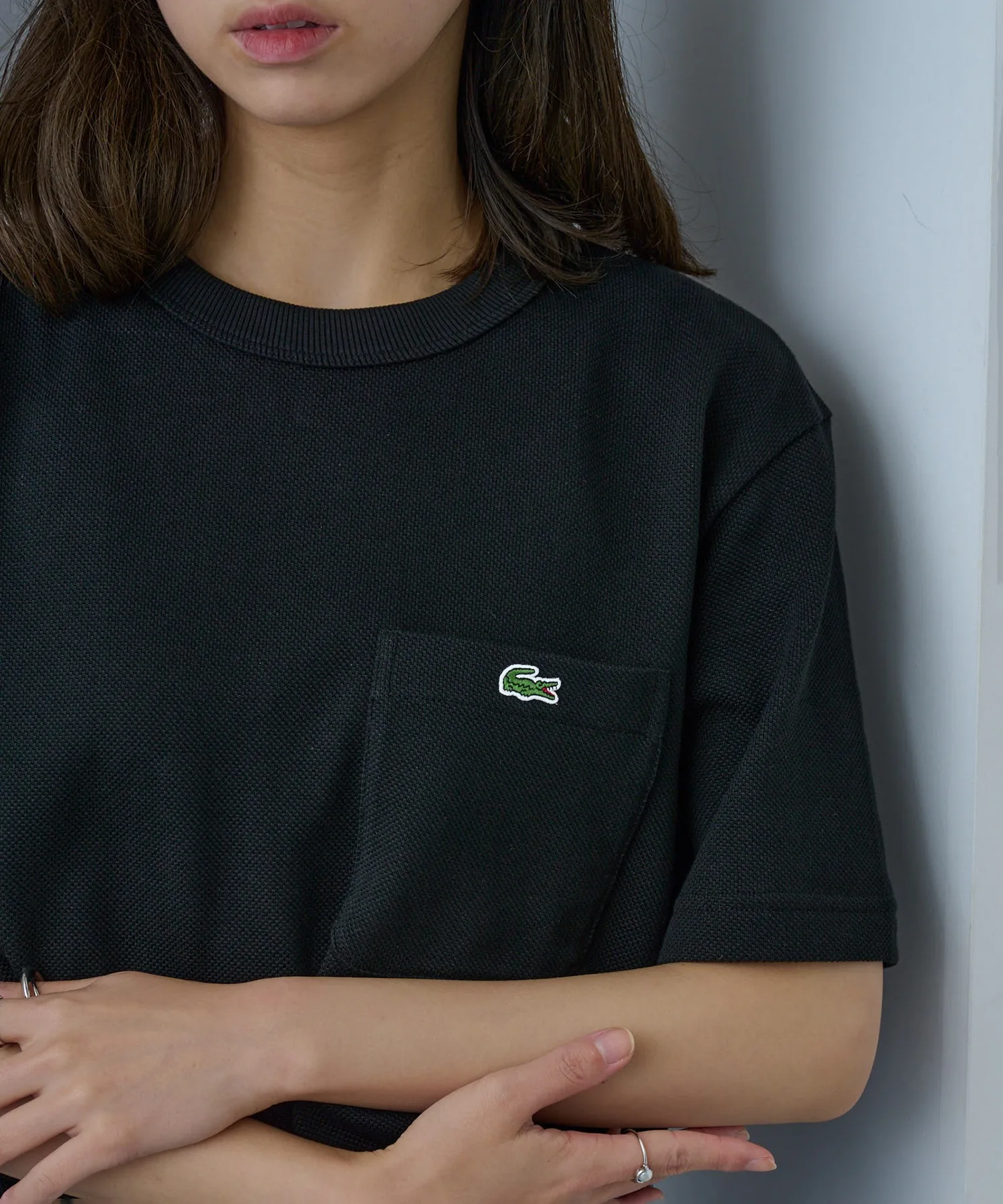Мужская футболка Lacoste с карманом TH4921-99 чёрная