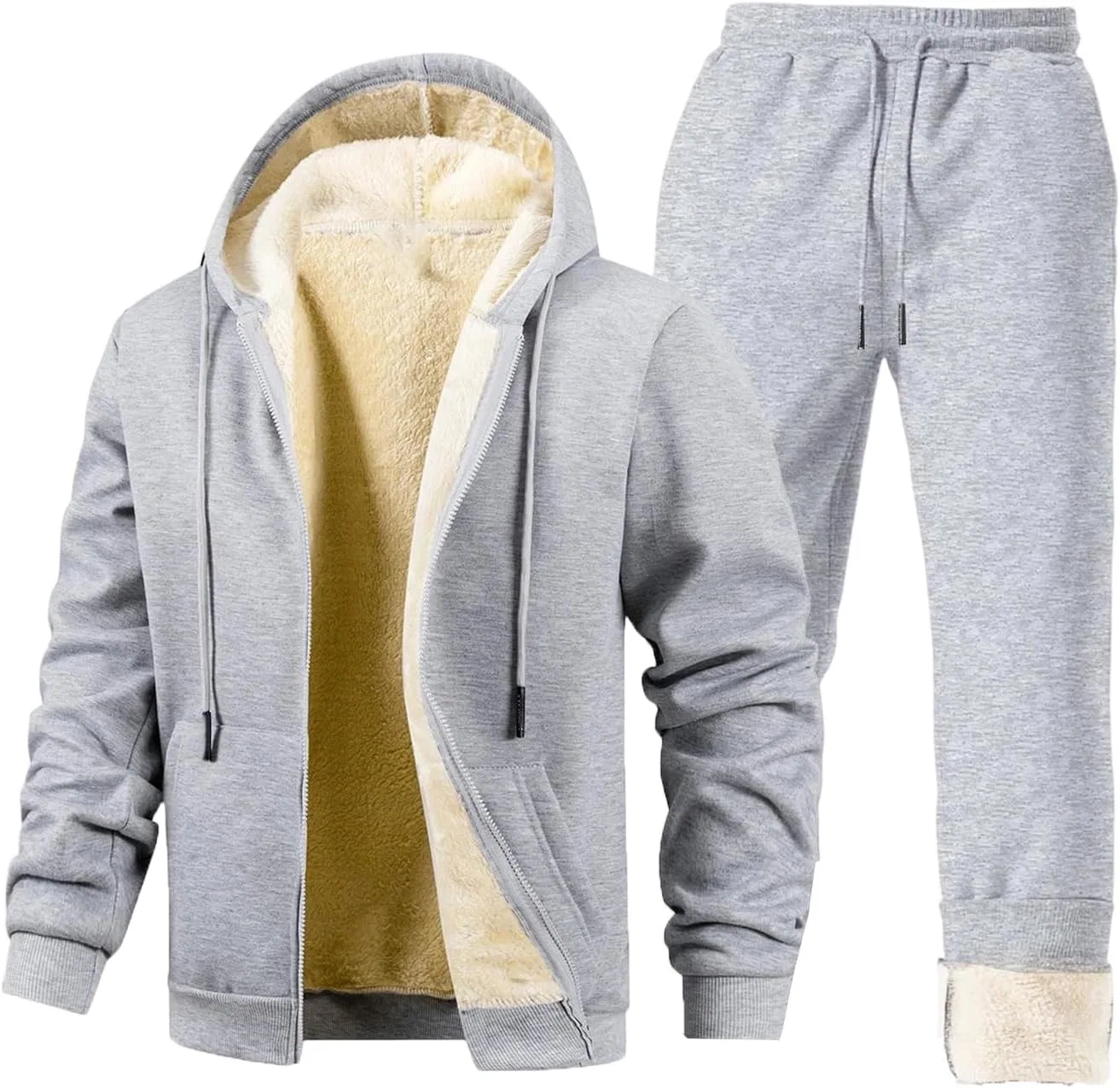 Спортивный костюм двухпредметный, толстовка на молнии, длинный рукав, Light Gray