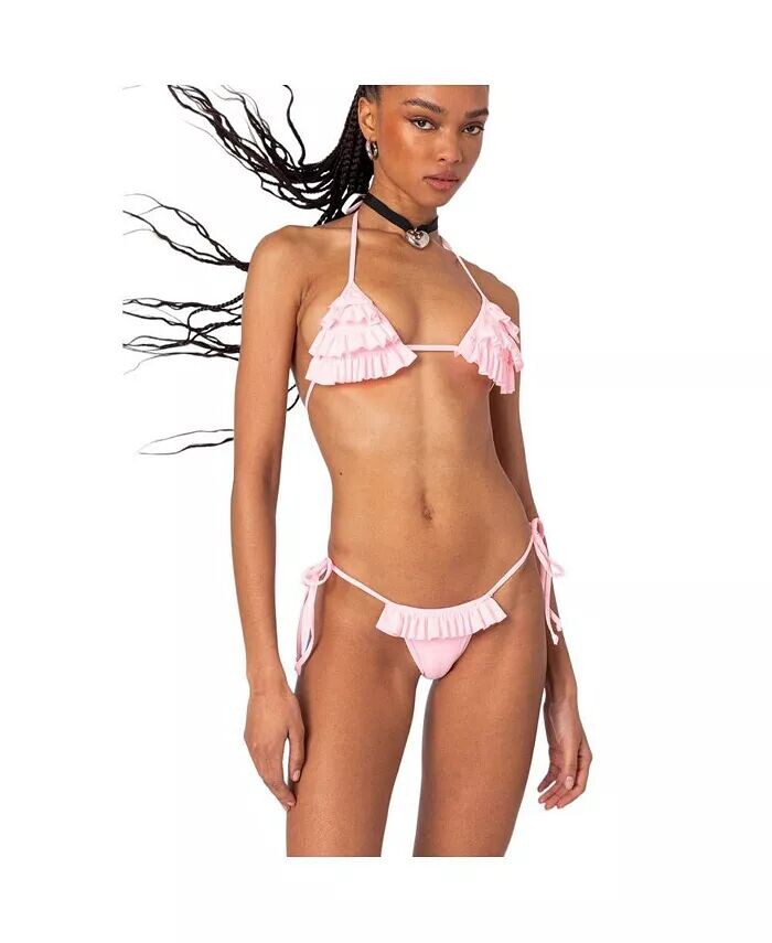 

Женский бикини-топ с треугольными чашками и оборками Joelle Edikted, розовый