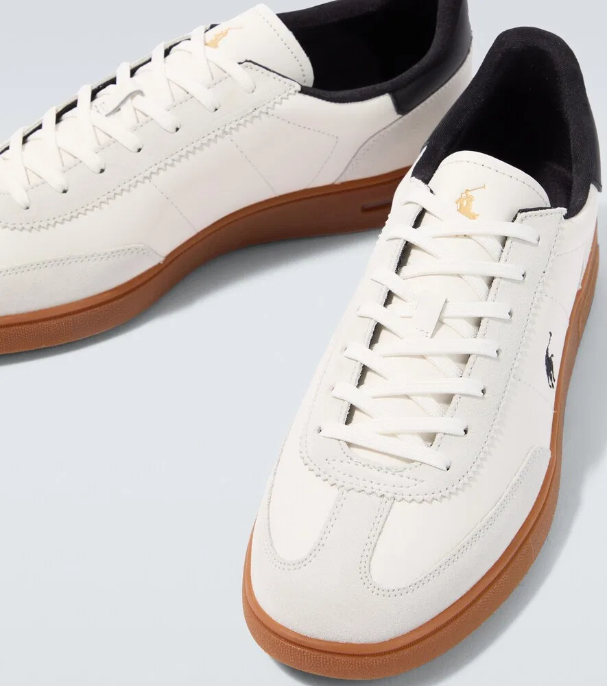 Кожаные кроссовки с замшевой отделкой Polo Ralph Lauren, белый — фото 3