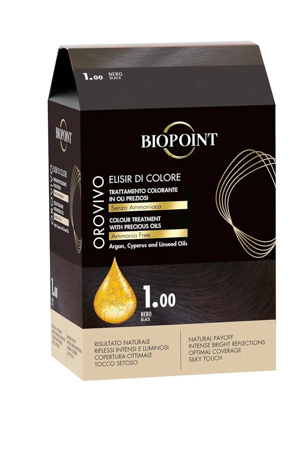 Набор для окрашивания волос BIOPOINT OROVivo 1.00 Nero Biopoint, 1 Black
