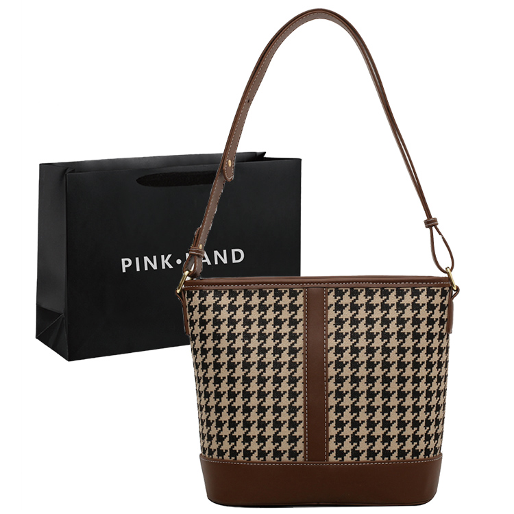 

PINK·LAND Женская нагрудная сумка через плечо, Coffee Houndstooth