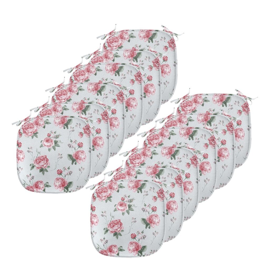 

Подушки на обеденный стул ABAKUHAUS Rose, Pink Blossom English Flora, декоративная водонепроницаемая подушка с ремнями для кухонных сидений, 40 см x 40 см — упаковка из 12 шт., Резеда зеленый, белый