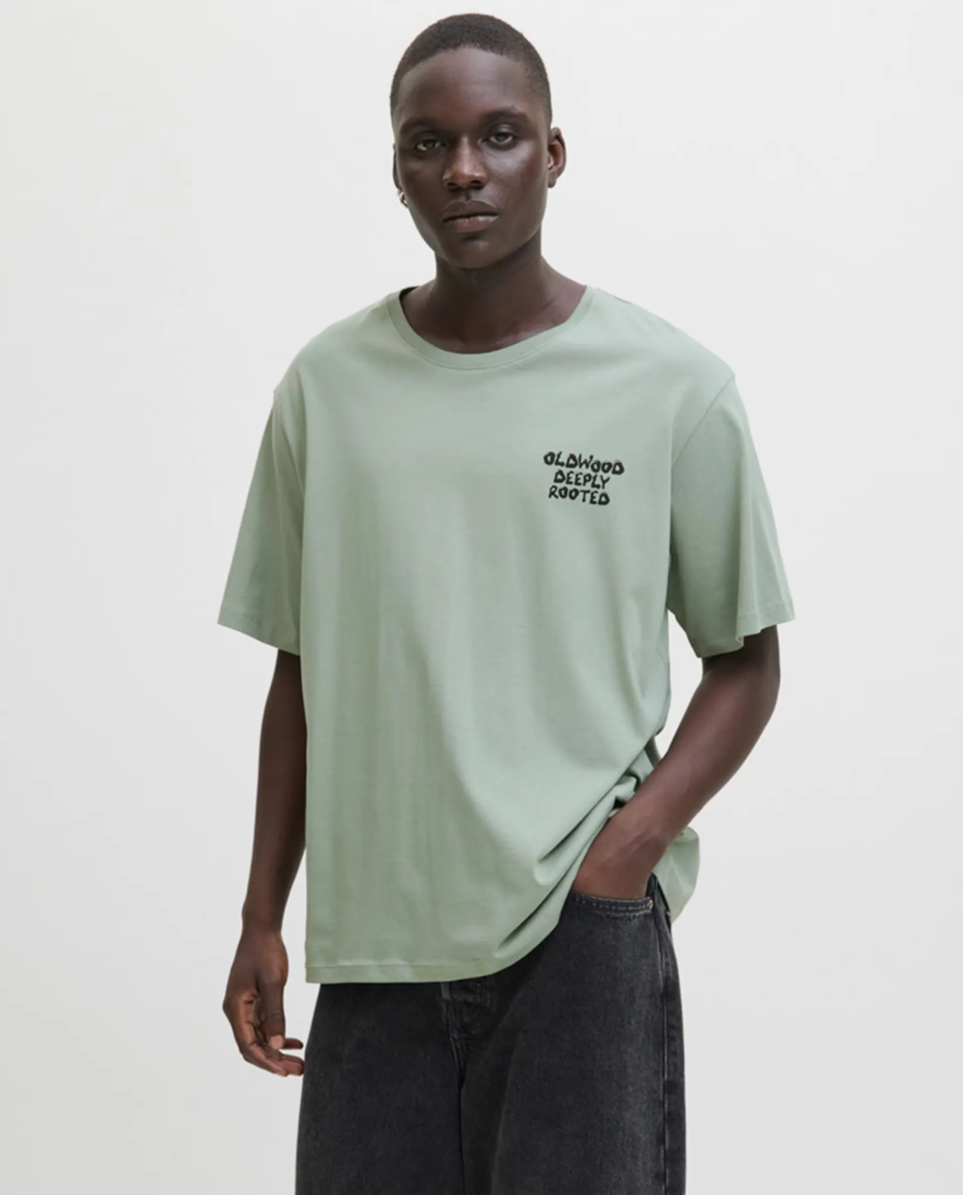 

Мужская футболка с коротким рукавом и принтом на спине Jack & Jones, зеленый