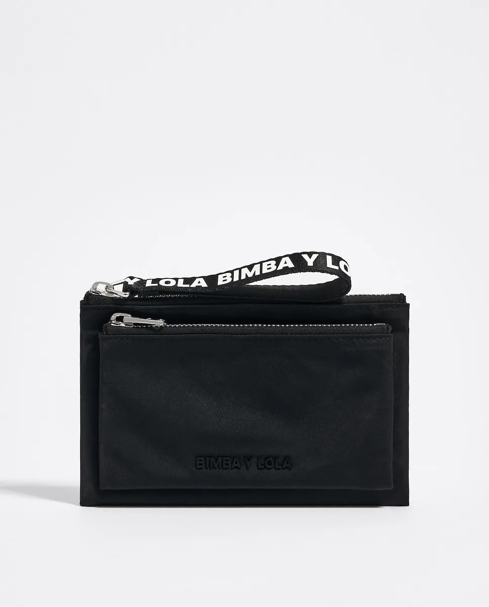 

Женский средний кошелек с застежкой-молнией и ручкой с логотипом Bimba y Lola, черный