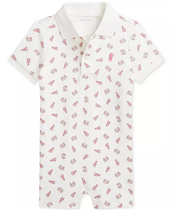 

Детский комбинезон с принтом из хлопка для мальчиков Baby Boys Printed Cotton Shortall Polo Ralph Lauren, мультиколор