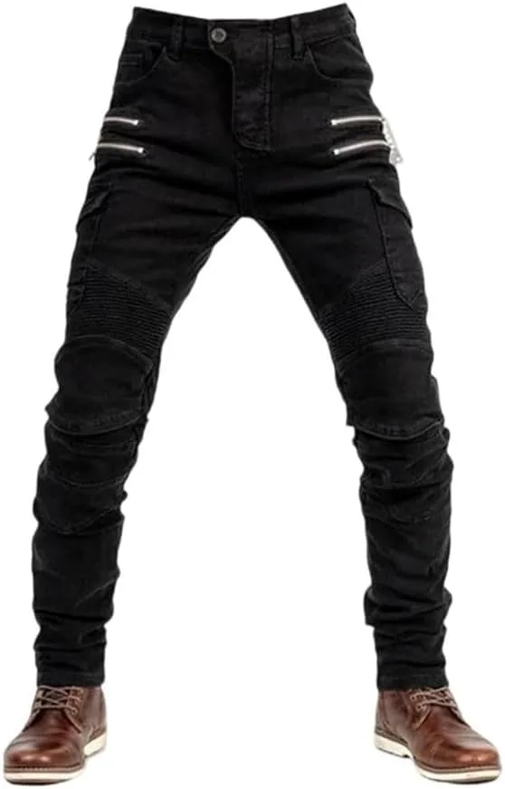 

Мужские штаны с двойной молнией в металлическом стиле для мотоезды