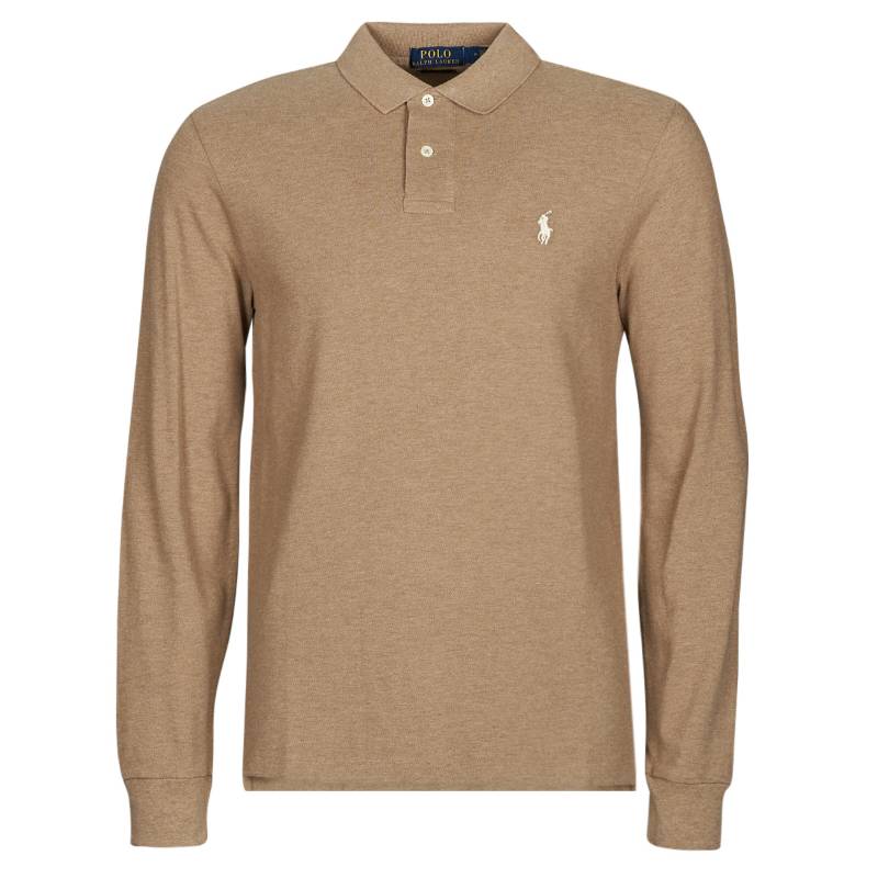 Поло Polo Ralph Lauren с длинными рукавами из сетки, версия All Fits, верблюжий — фото 2