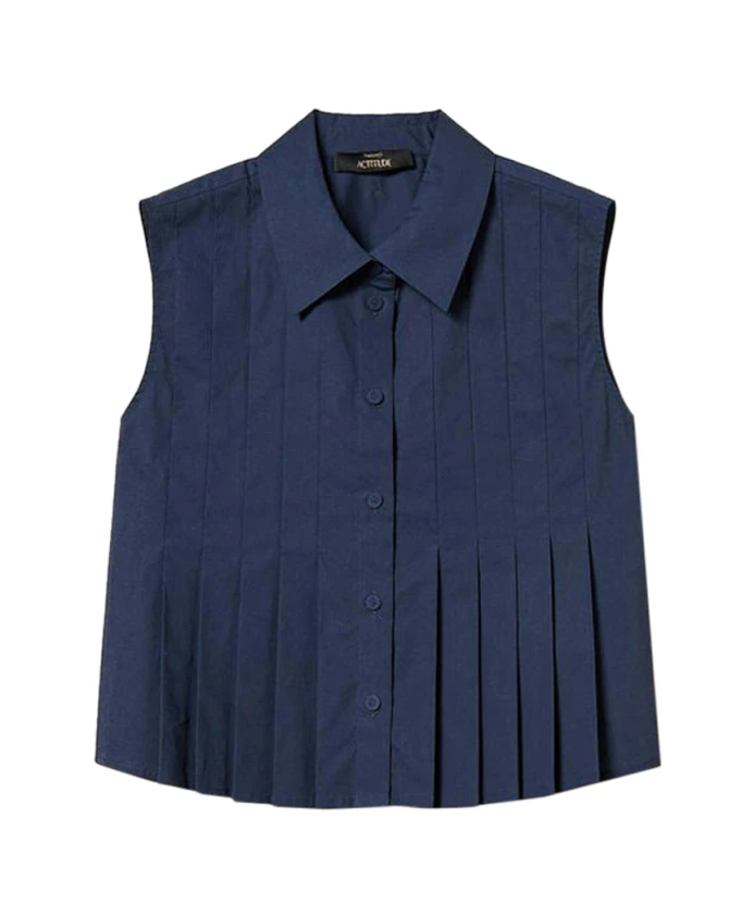 

Синяя хлопковая эластичная плиссированная блузка Actitude, синий