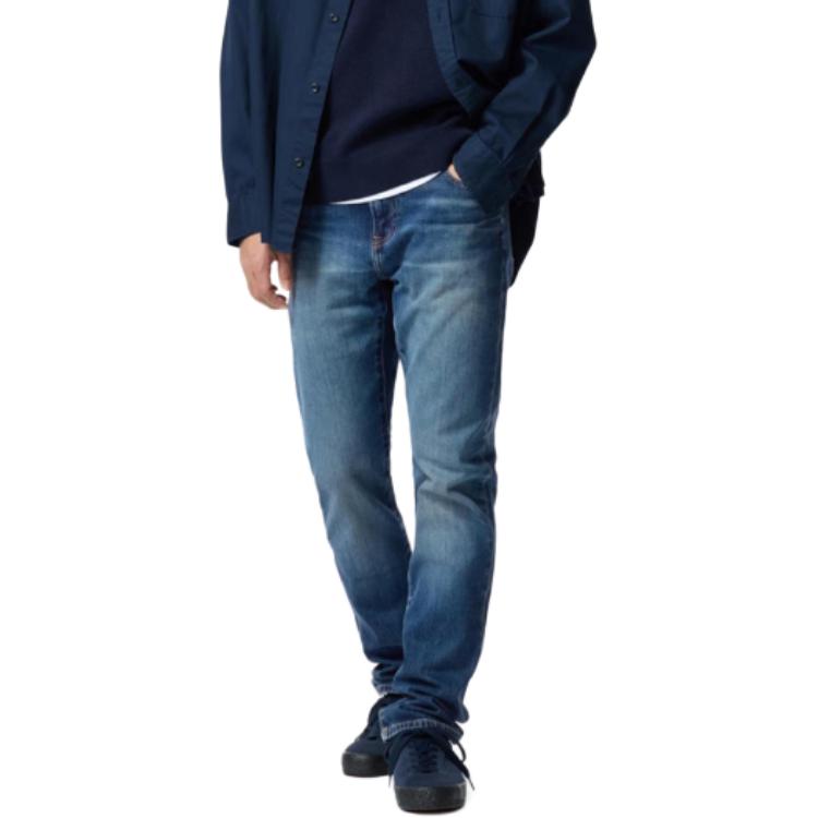 Джинсы мужские королевского UNIQLO, синий — фото 4