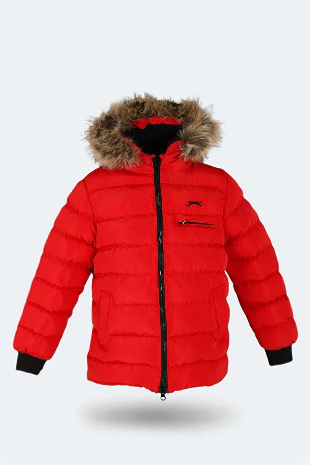 Детское пальто-пуховик для девочек с капюшоном Slazenger, Red