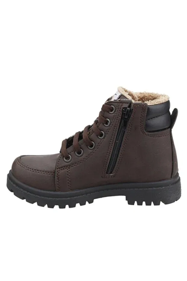 Детские ботинки для девочек с принтом Cold-Proof non-slip children's boots with wool inside Tunnel, Brown — фото 2