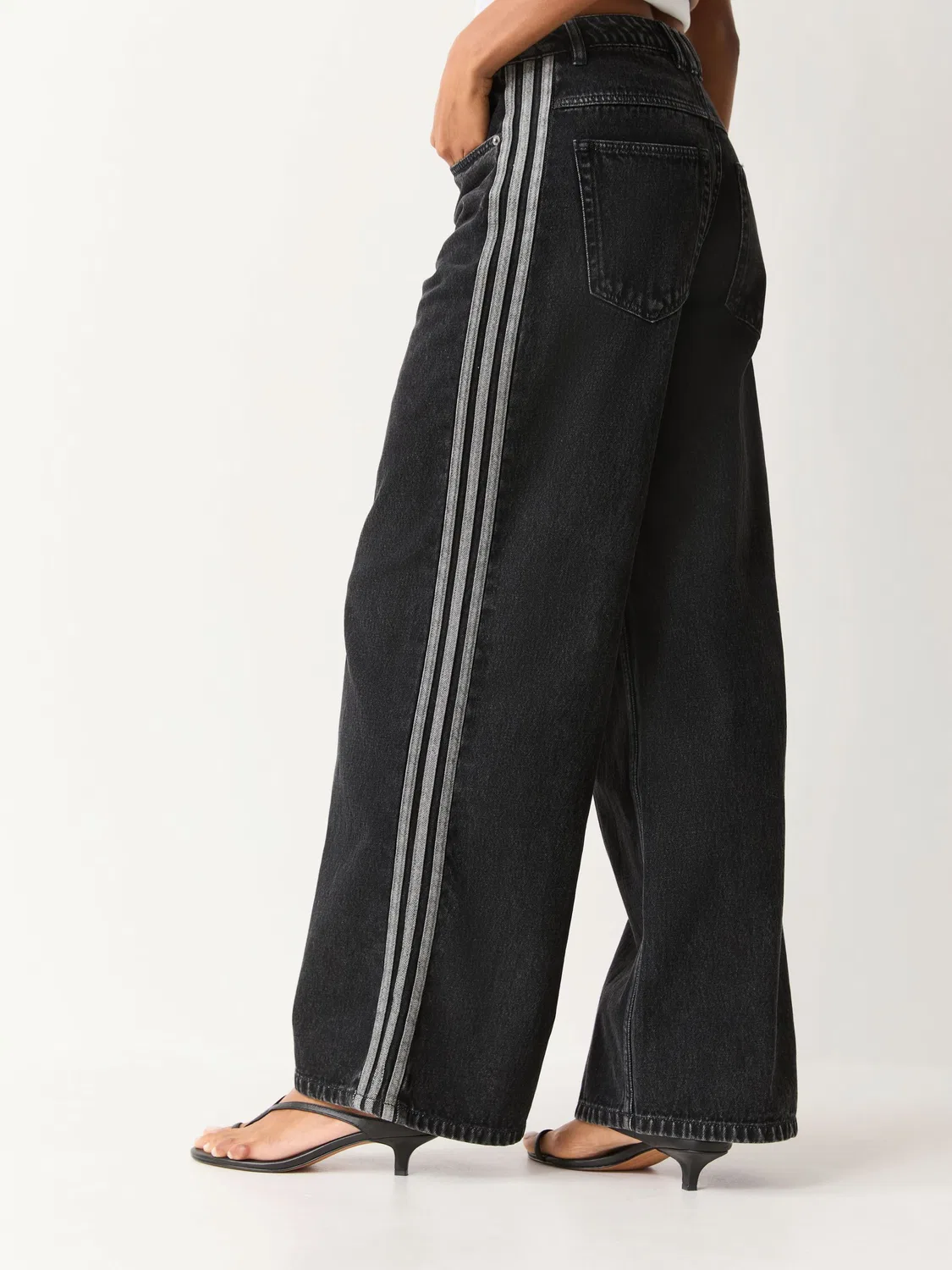 Джинсы с завышенной талией Wide Leg Denim, adidas Originals, черный — фото 3