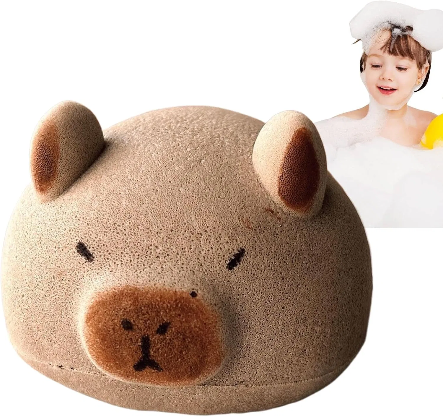 Мочалка для душа Capybara Bath Sponge, Gitekain, 12.5 x 10 см, Braun