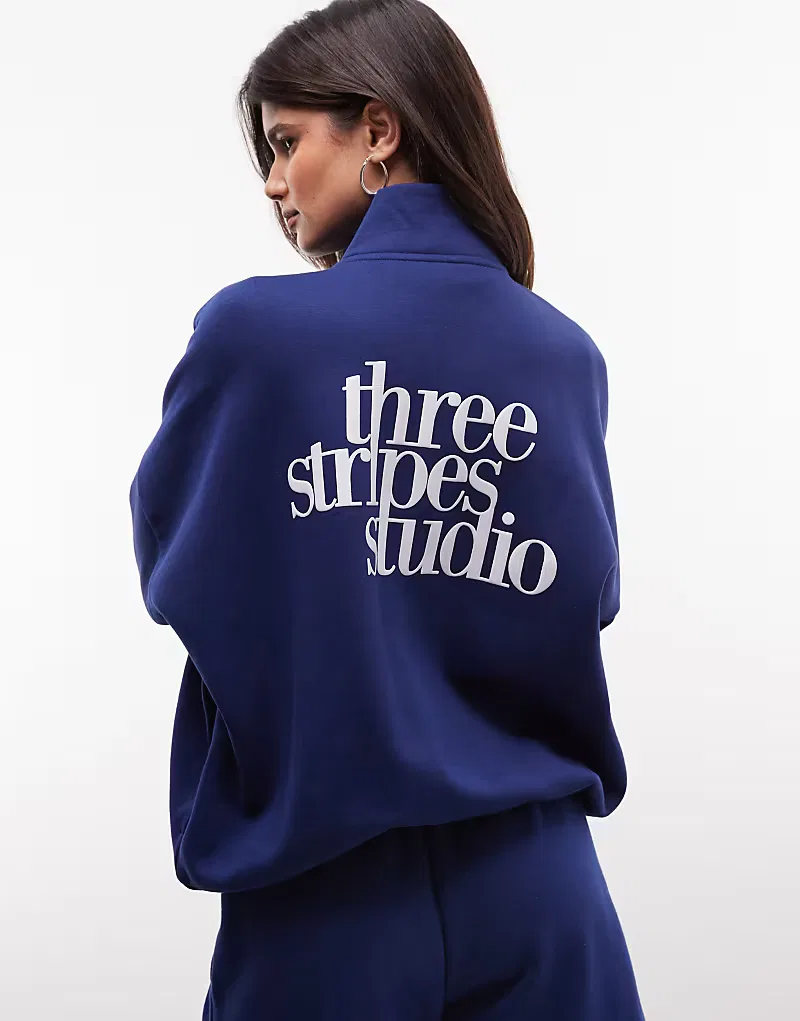 Спортивная куртка Adidas Sportswear Three Stripes Studios с длинными рукавами, темно-синий