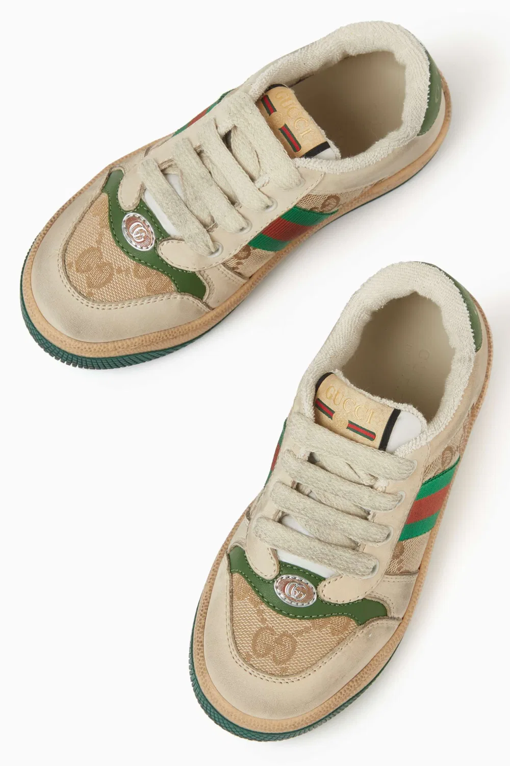 Кроссовки кожаные Screener Gucci, бежевый — фото 4