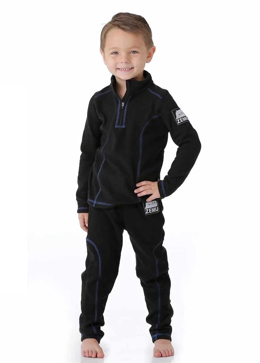 Комплект из флисовых кофты и брюк для мальчика Zemu Apparel, Black Blue