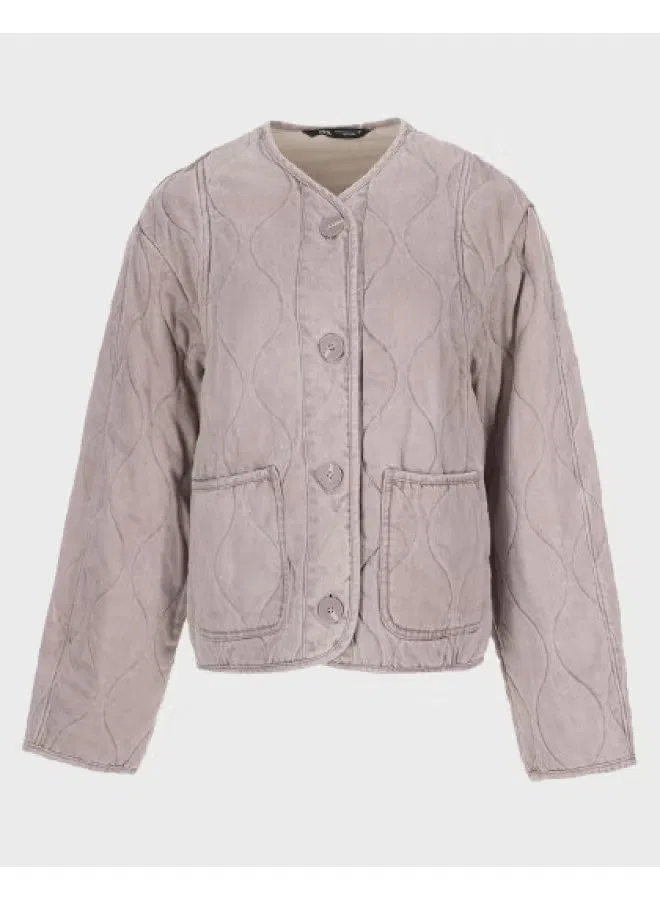 Куртка хлопковая с тиснением Zara, фиолетовый