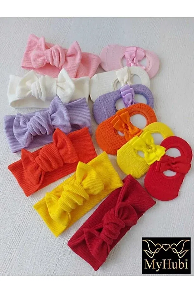 Детский комплект носков для девочек с принтом Myhubi, Pink Cream Lilac Orange Yellow Red — фото 2
