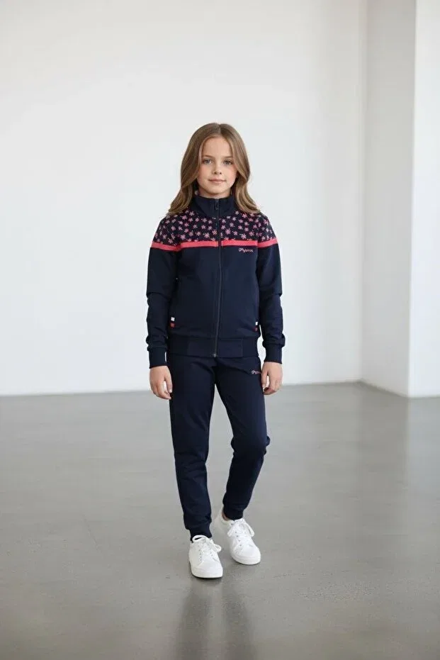 Детский спортивный комплект для девочек с принтом Piyera, Navy Blue — фото 4