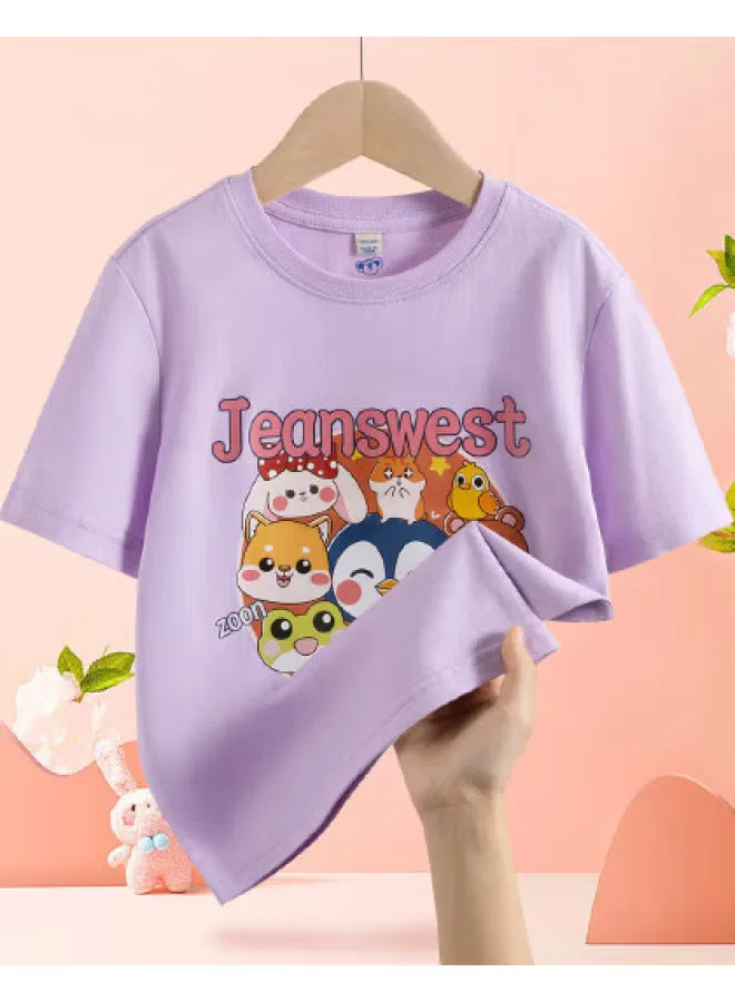 Футболка с коротким рукавом с принтом Jeanswest, светло-фиолетовый