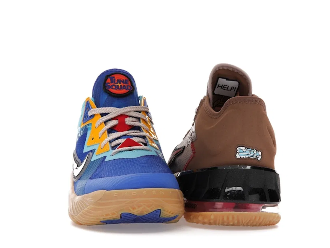 Детские кроссовки для мальчиков с принтом Nike LeBron 18 Low, Racer Blue/Baltic Blue-University Gold-White — фото 2