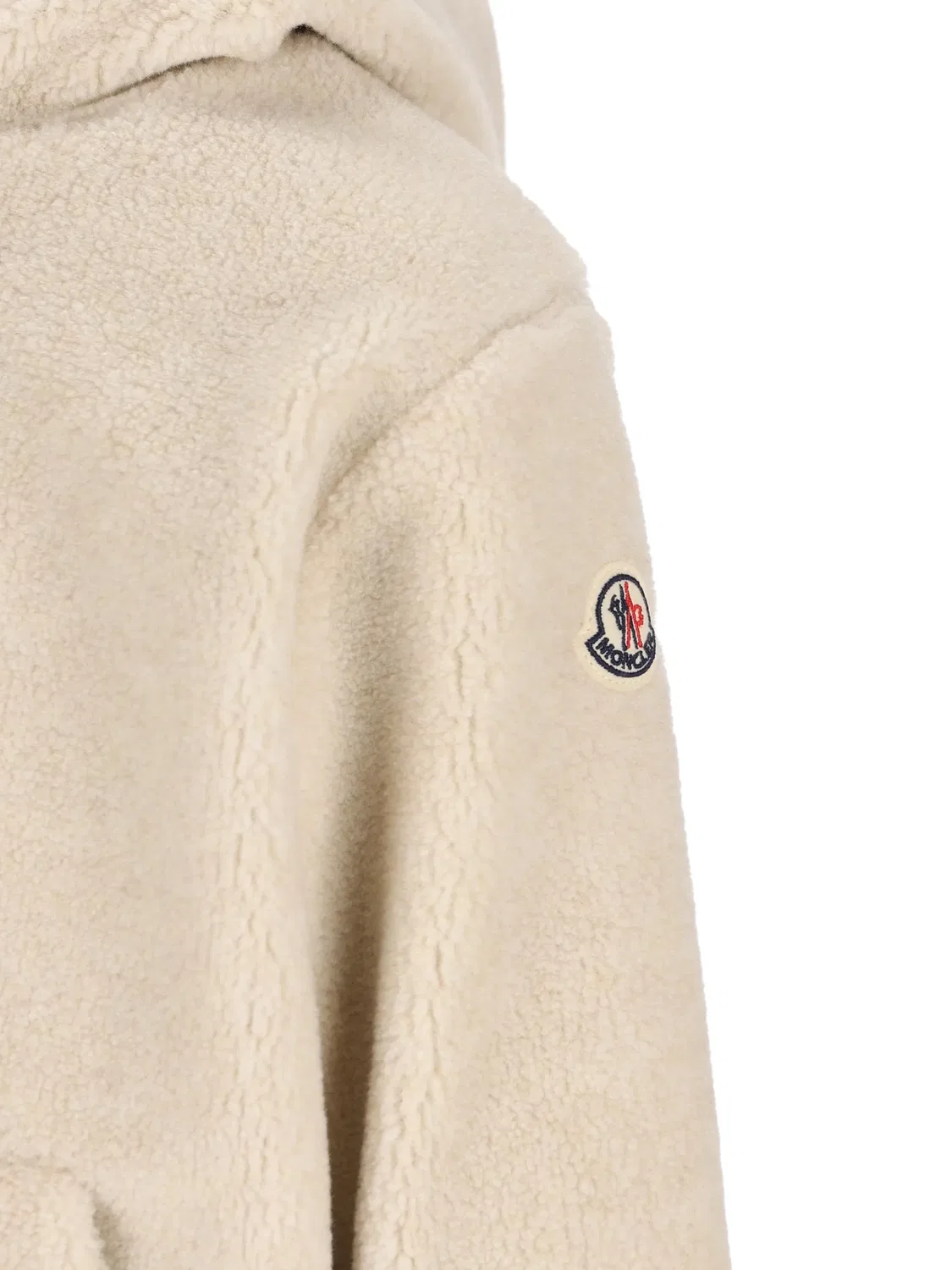 Худи на молнии из бежевого флиса Moncler, нейтральные — фото 2