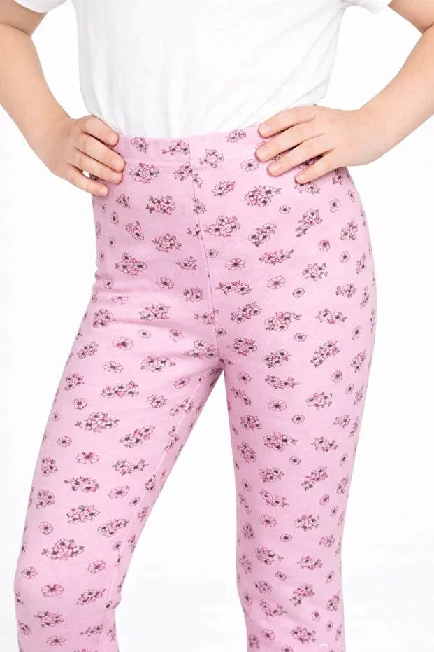 Детские леггинсы для девочек с принтом Incili, Mint Green & Pink — фото 3