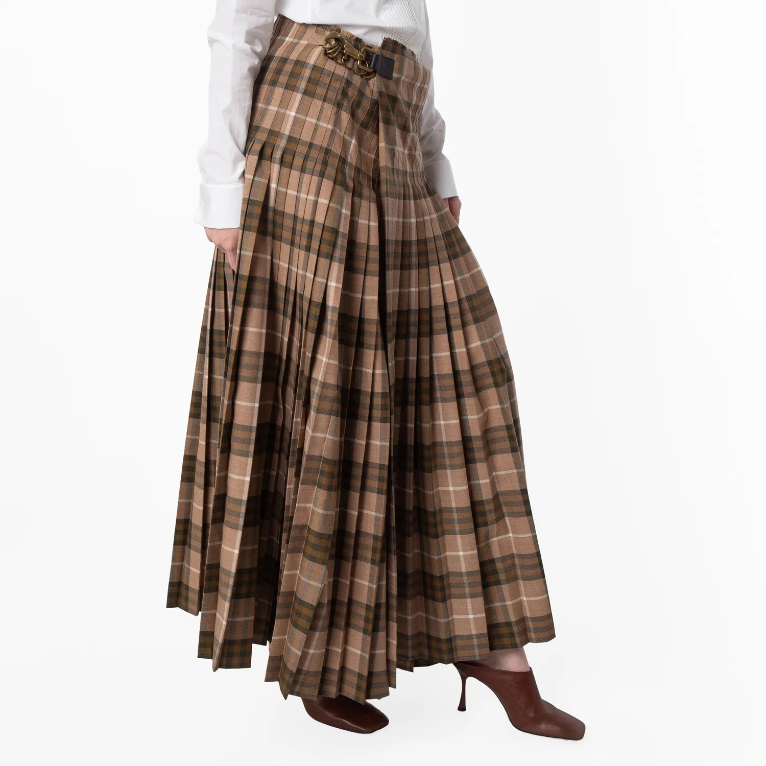 Юбка-килт макси из шерстяной смеси Check Wool-Blend Maxi Kilt Burberry, Camp Ip Check — фото 2