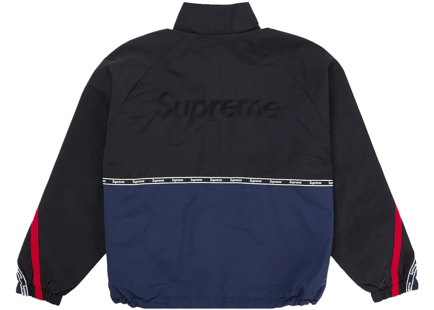 Мужская куртка с принтом Supreme Logo Taping Track Jacket Navy — фото 3