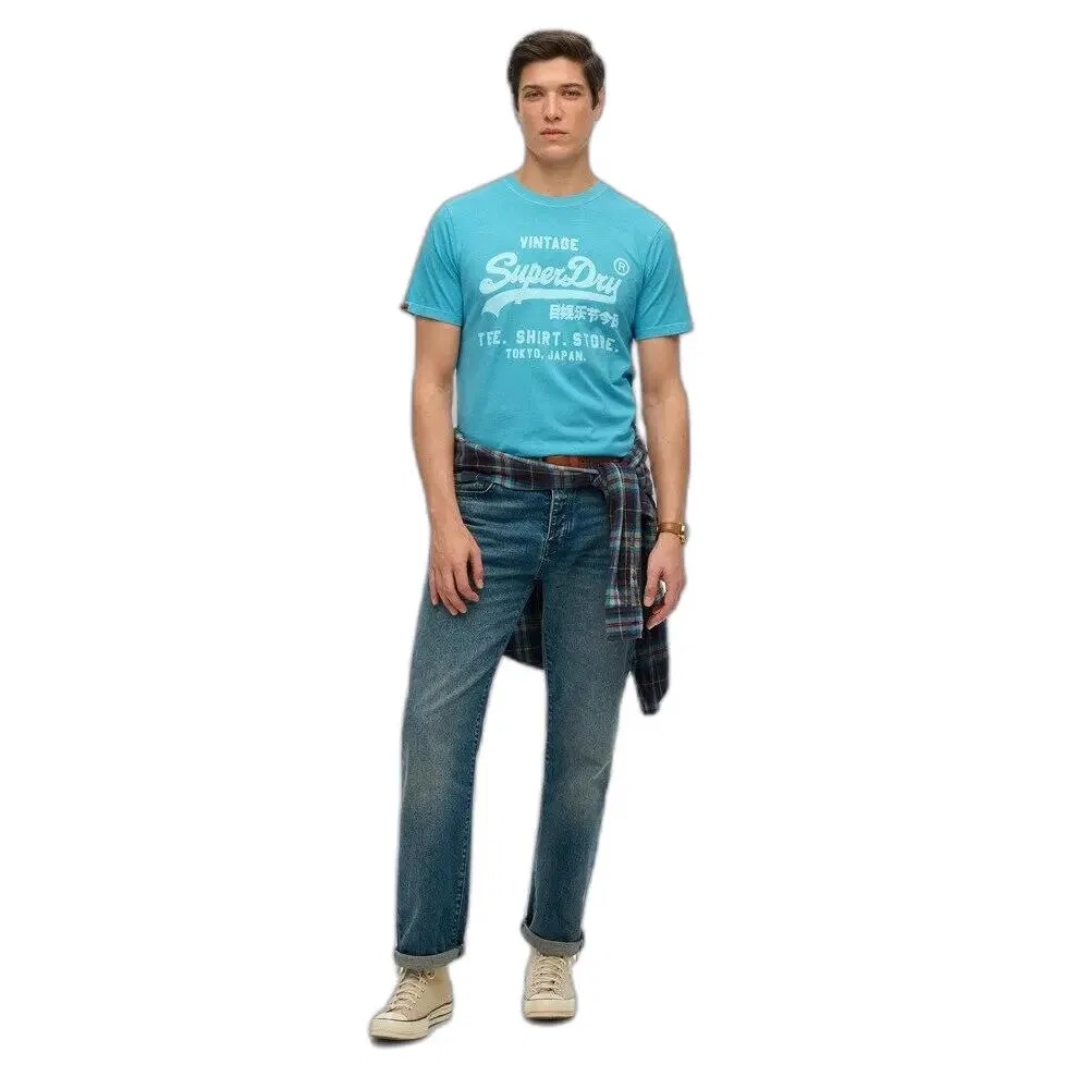 Мужская футболка свободного кроя с принтом Superdry Vl Neon Relaxed, Blau — фото 2