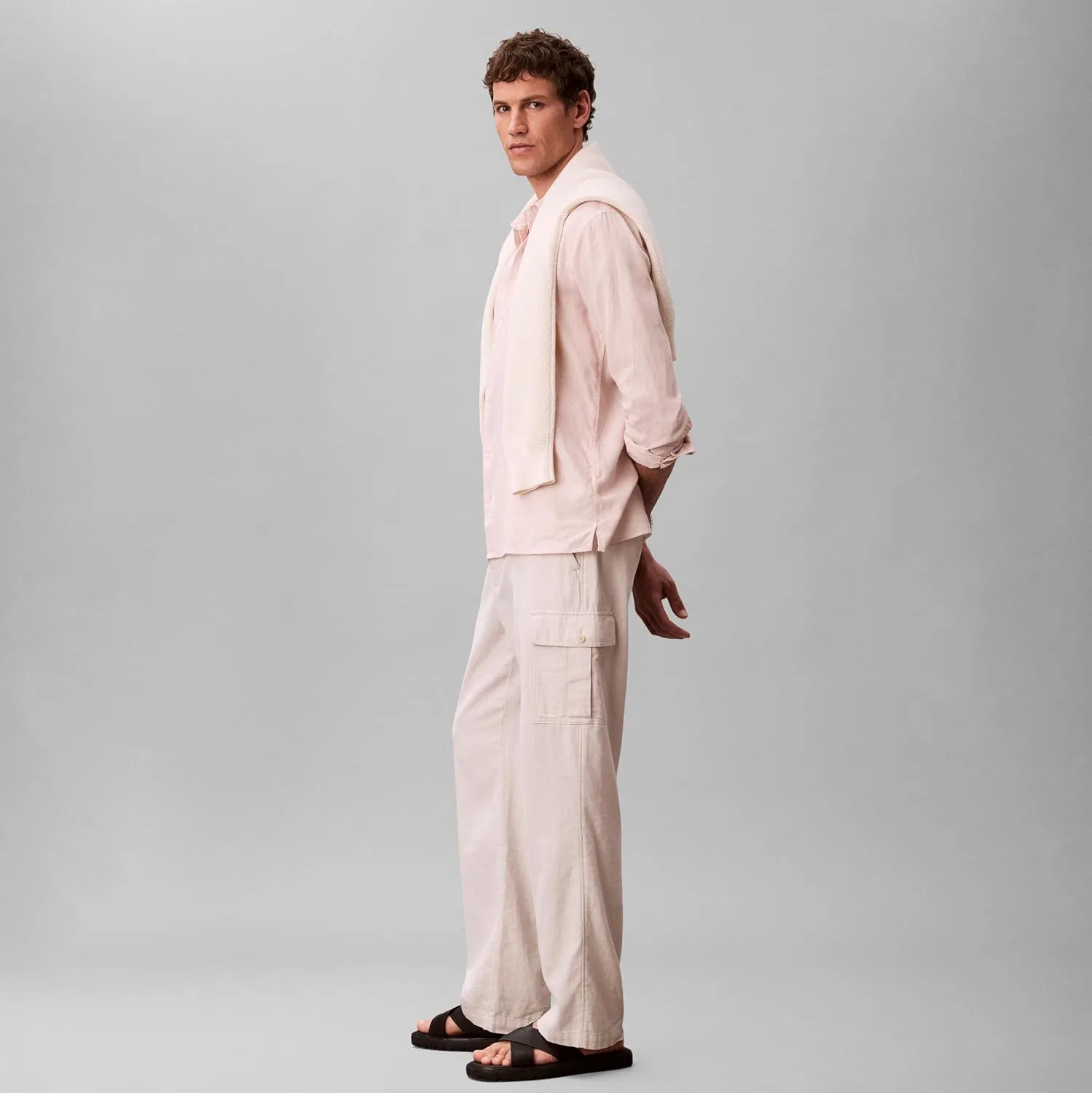 Мужская рубашка из льна Calvin Klein, Prairie Peach — фото 3
