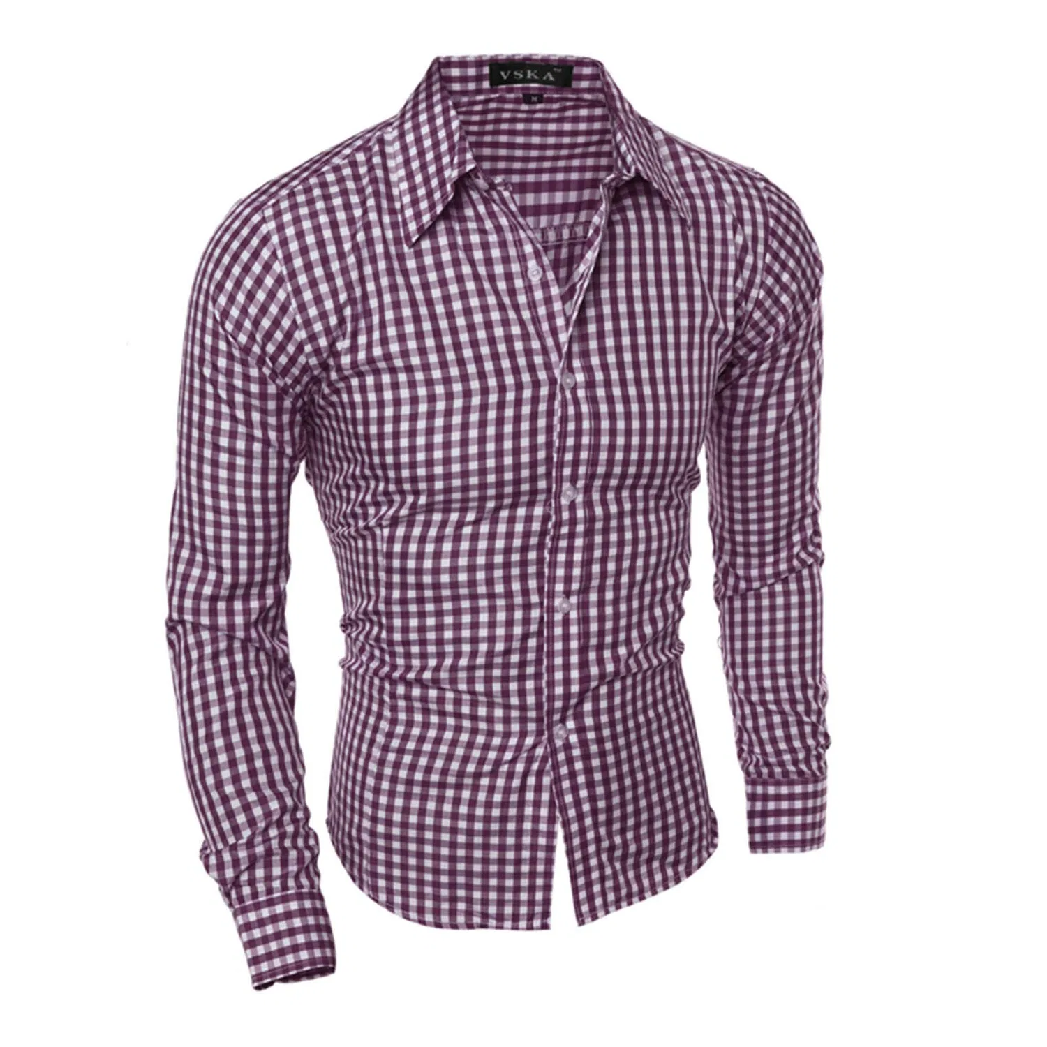Мужская рубашка с принтом Classic Plaid Slim Fit, Purple