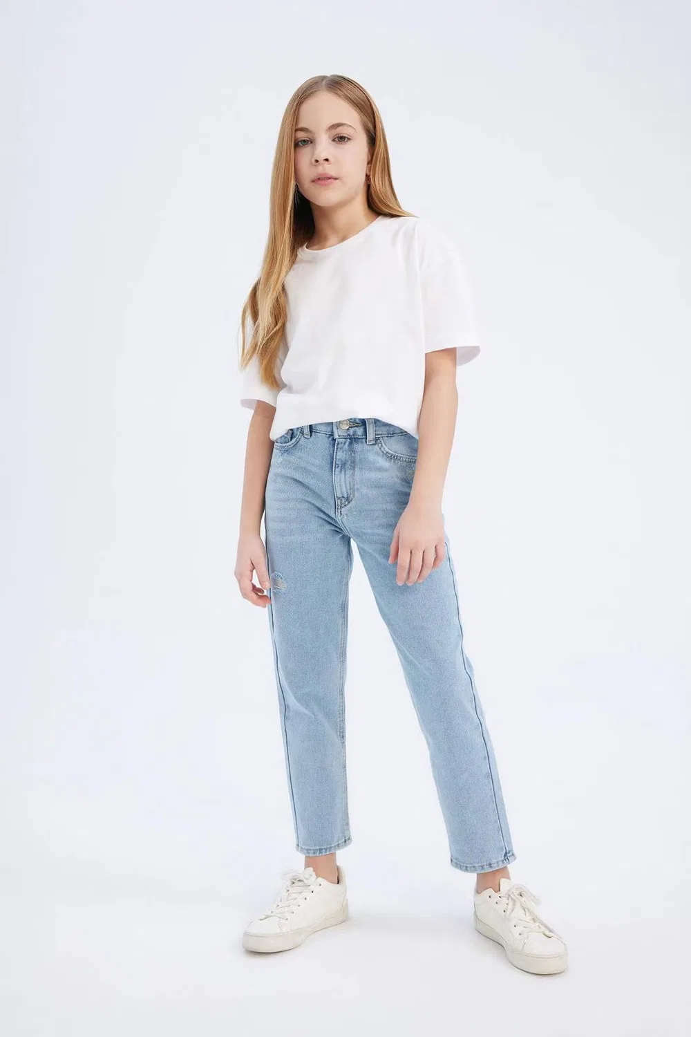 Джинсы Mom Fit хлопковые стандартные Defacto, синий