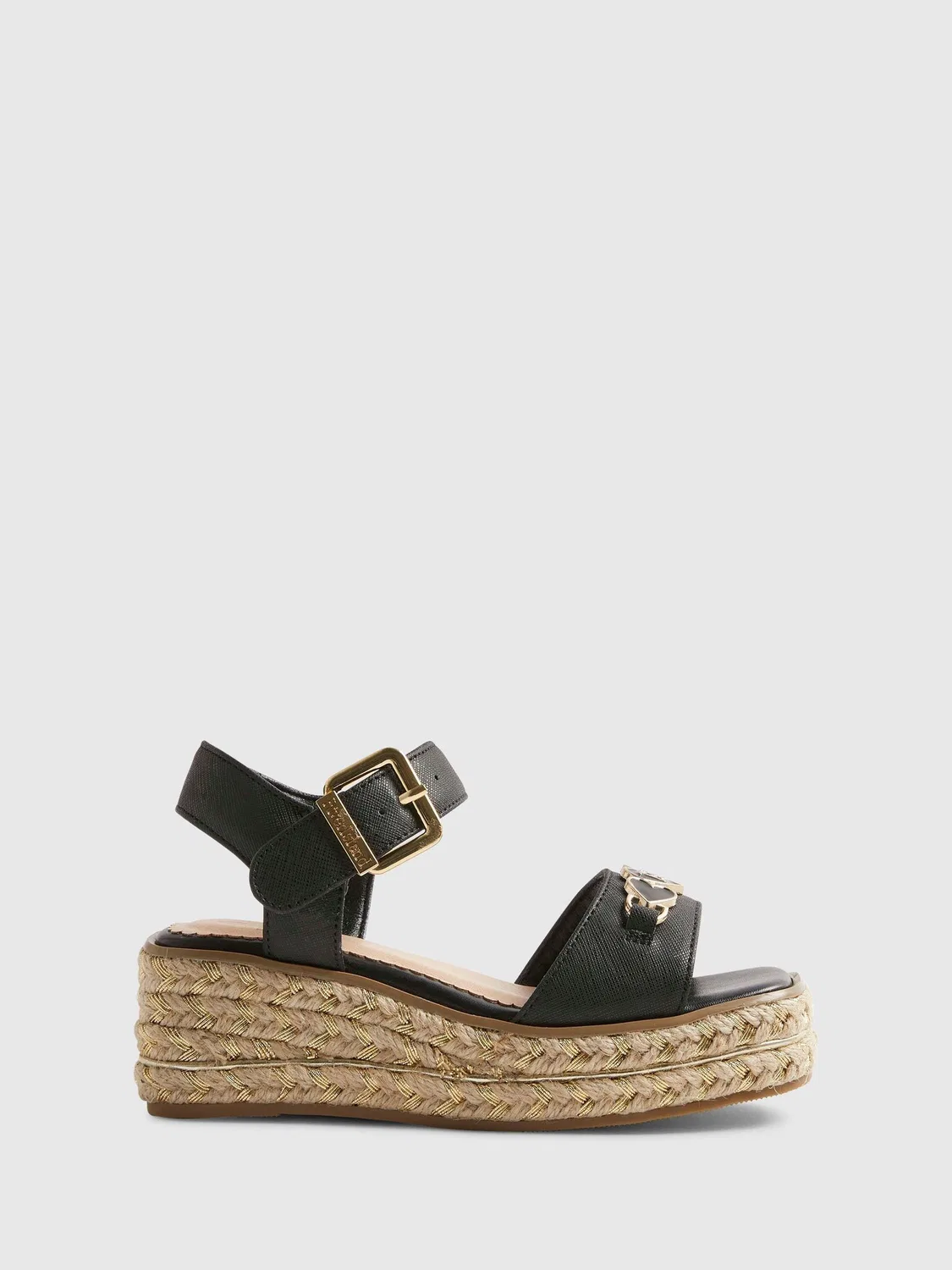 Сандалии на танкетке River Island Black Heart Snaffle, черные