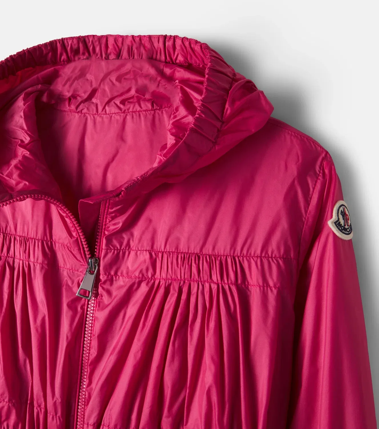 Легкая куртка с присборенным капюшоном Moncler Enfant, розовый — фото 3
