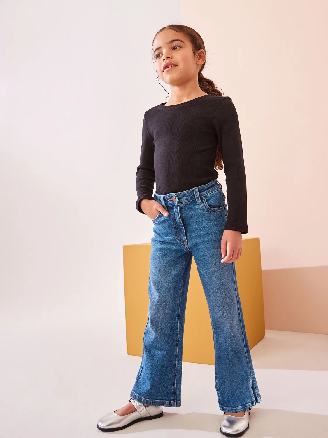 Джинсы клеш, деним, Mid Blue Denim Next — фото 2