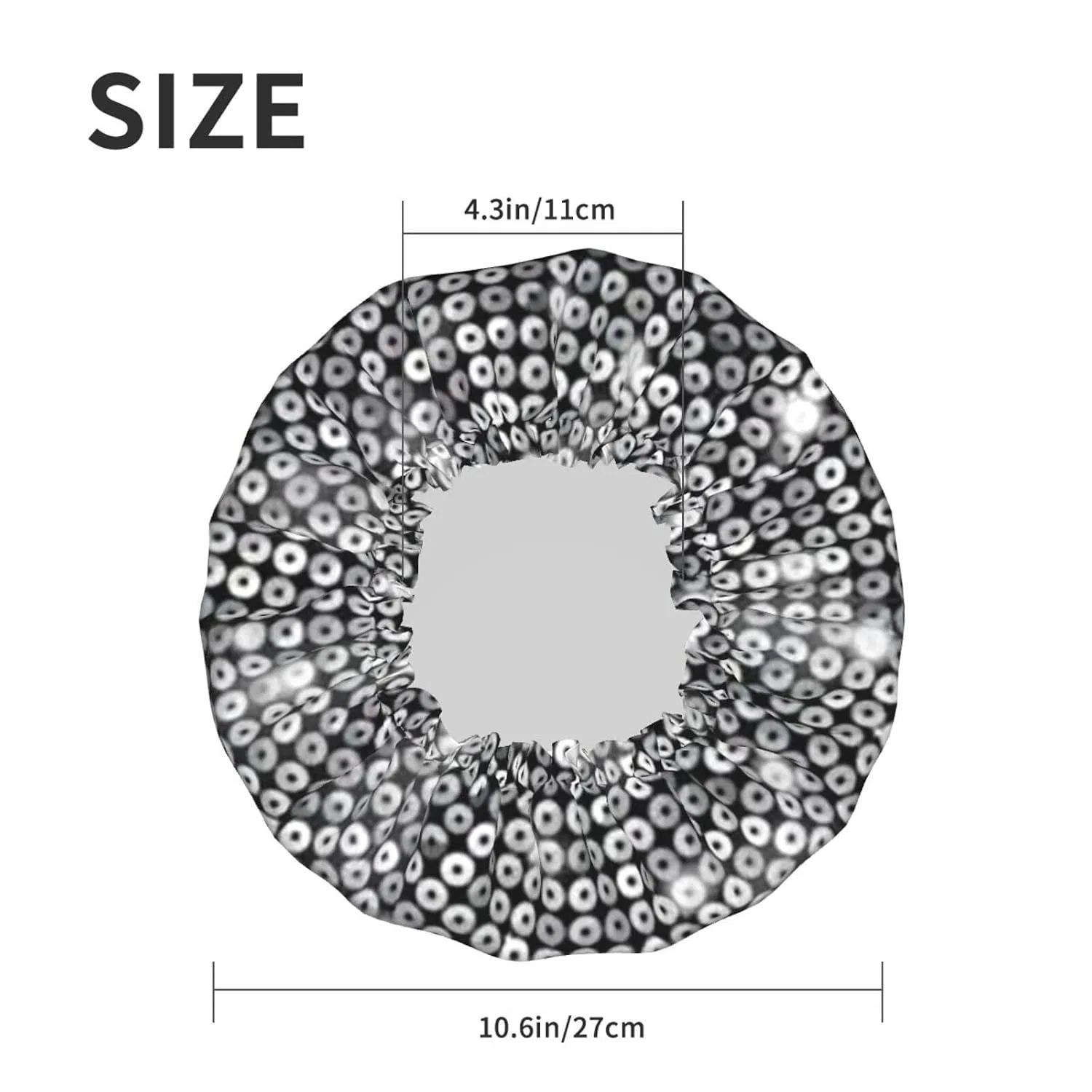 Шапочка для душа AROONS, Silver Sequins Glitter Pattern Print, Reusable Double Layer — фото 4