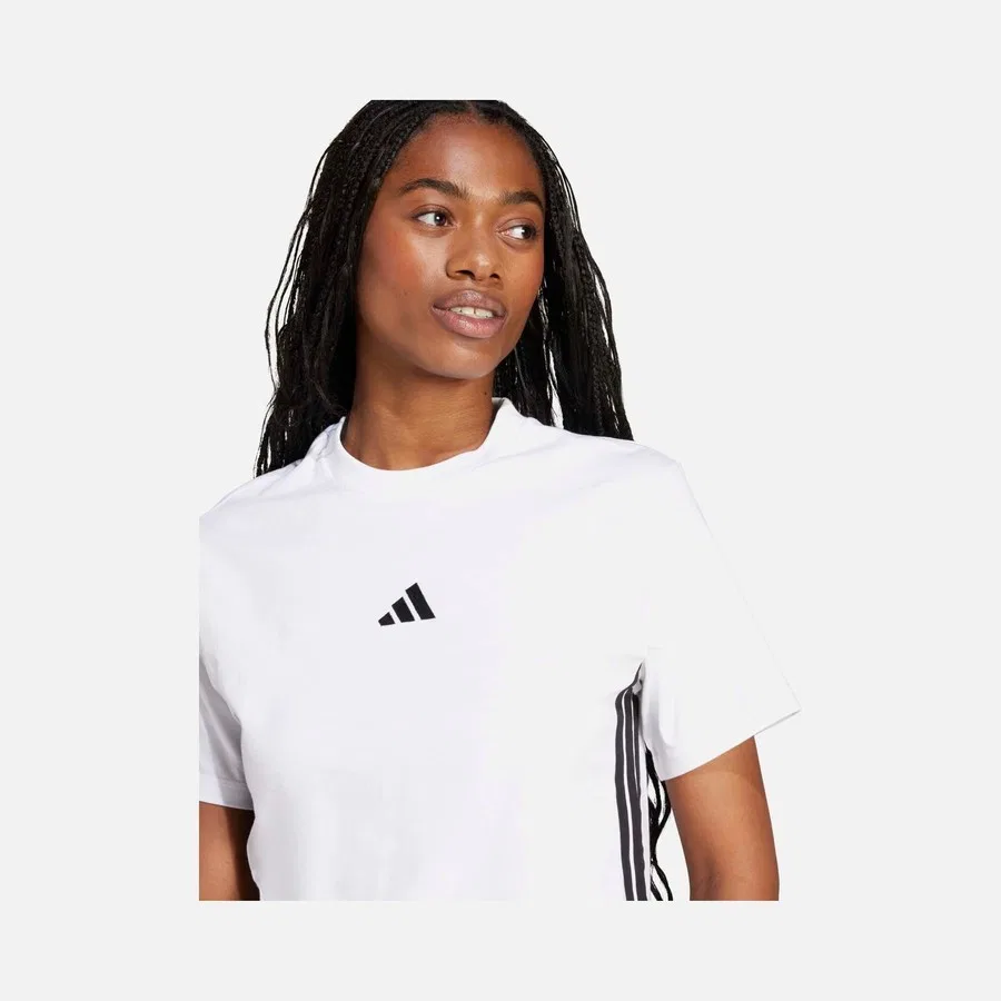 Женская футболка с принтом Essentials 3-Stripes Cotton adidas, Белый — фото 4