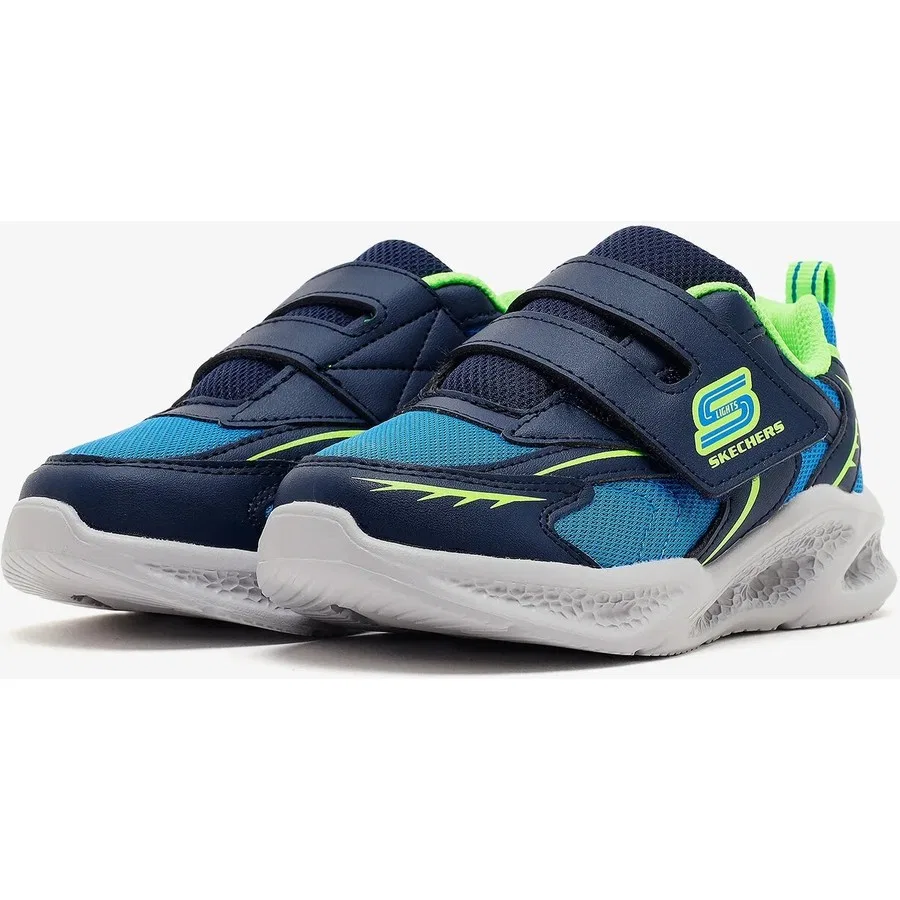 Детские кроссовки с подсветкой Meteor-Lights Glow Spike Skechers, Серебристо-оранжевый — фото 3