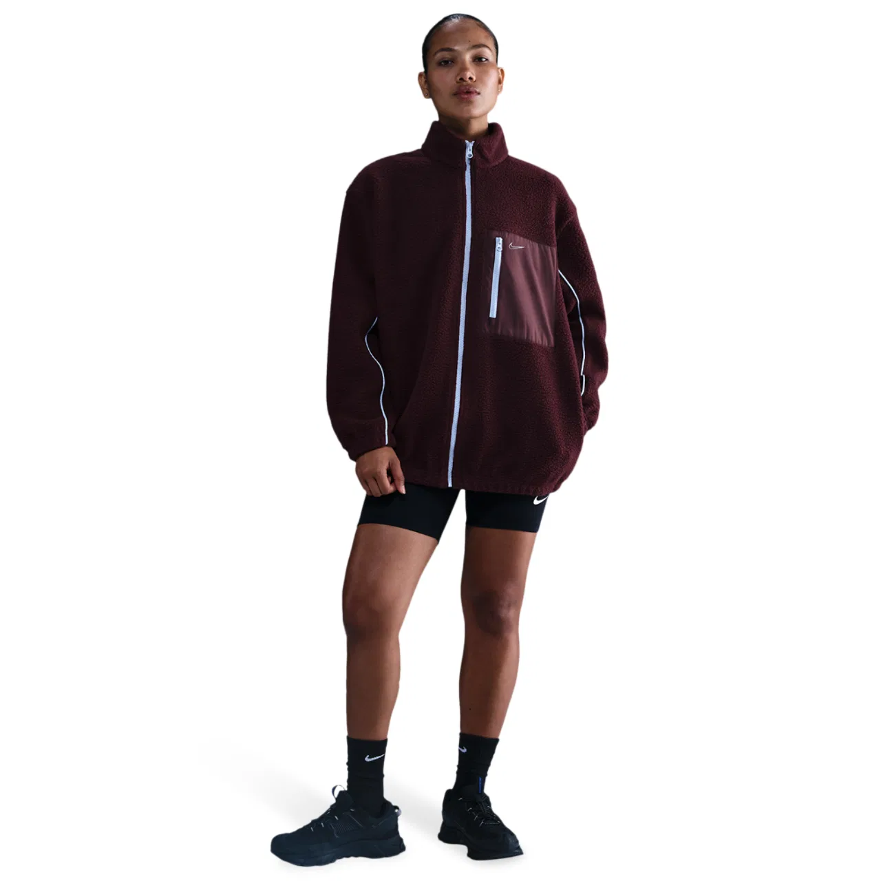 Женская куртка Sherpa Logo Nike, цвет Burgundy Crush/Burgundy Crush — фото 3