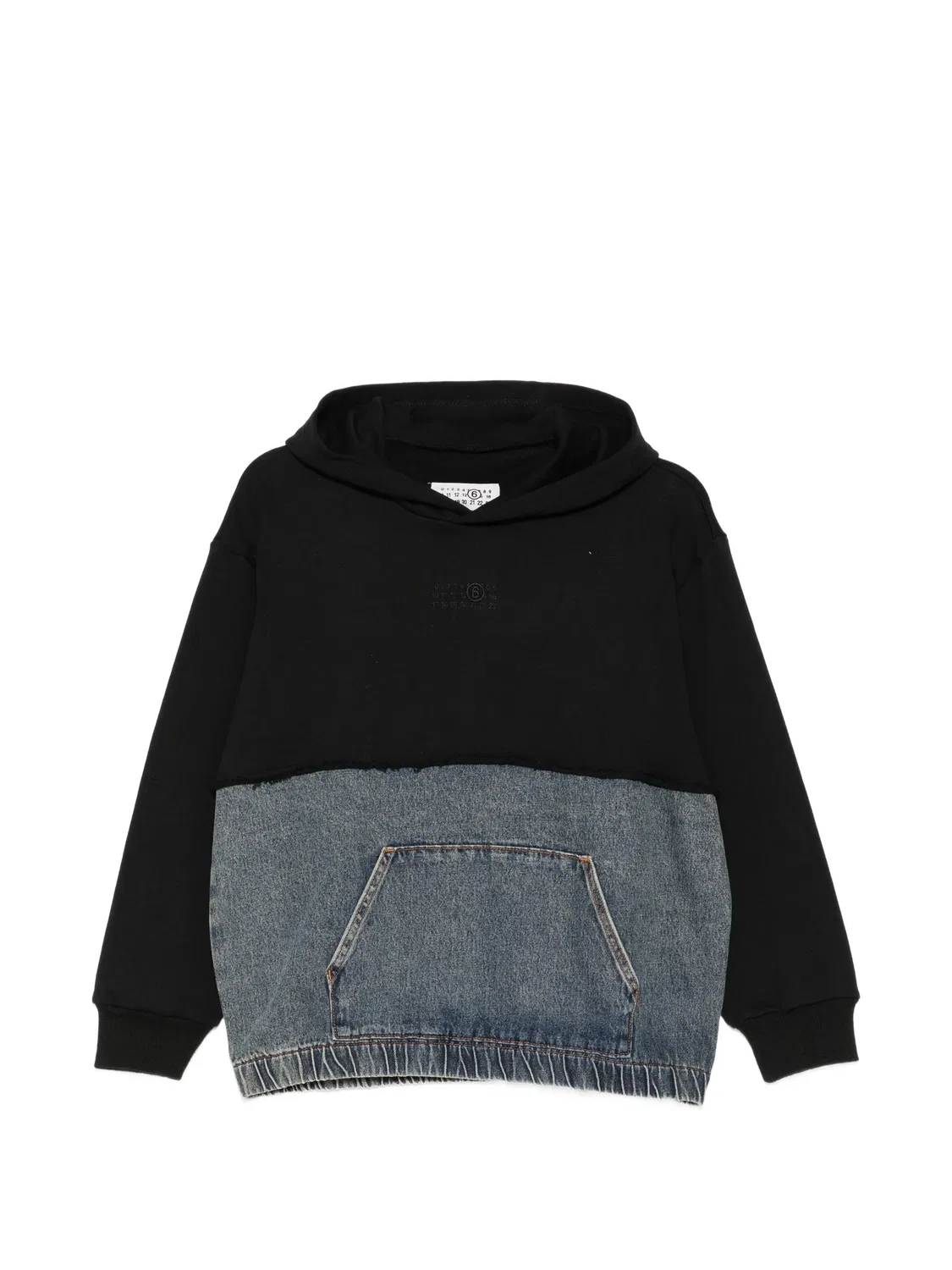 Худи с джинсовыми панелями MM6 Maison Margiela, черный