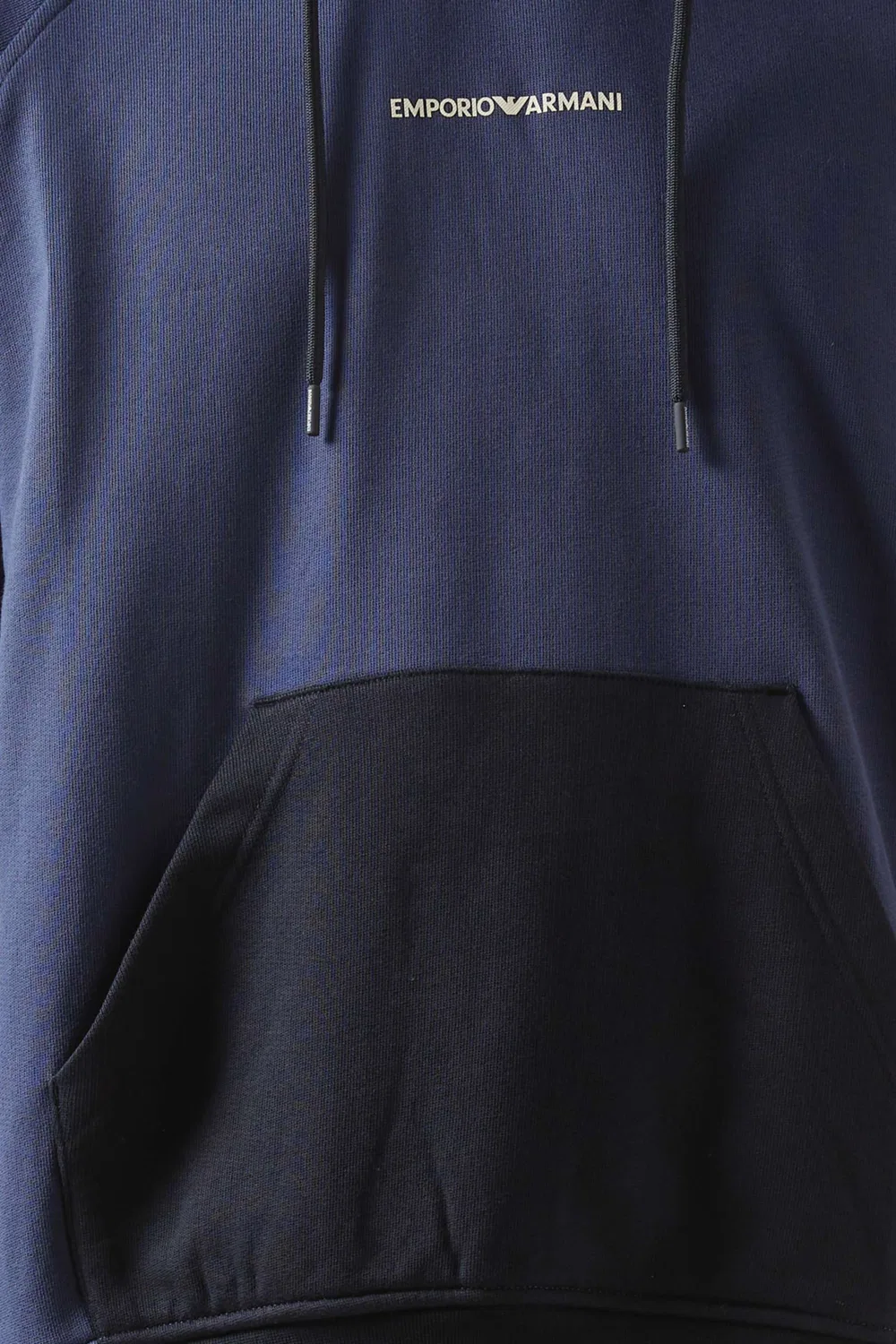 Худи с логотипом из хлопкового футера Emporio Armani, синий — фото 4